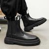 Fashion 2024 Split Leather Chelsea Boots for Men Platform Ankle Boots Male Thick Bottom Motorcycle Boots Spring Mens Chunky Casual Shoes