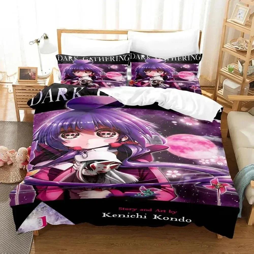 3D Anime Dark Gathering Bettwäsche-Set Bettbezug Bett-Set Bettbezug Kissenbezug Bettdecke King Queen Size Jungen Erwachsene Bettwäsche-Set