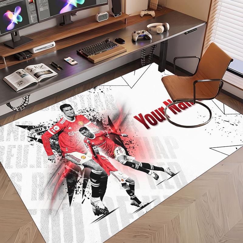 Tappeto Personalizzato Cristiano Ronaldo Modello Stampa Nome Testo Morbido Antiscivolo Tappeto per Pavimento per Decorazione Interna Casa