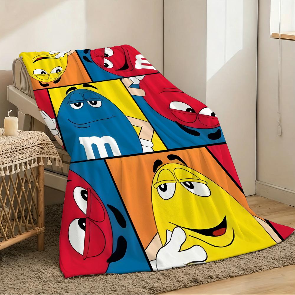 M&M's Throw Lightweight 240g Flannel Blanket Soft Skin-friendly for Summer Cooling