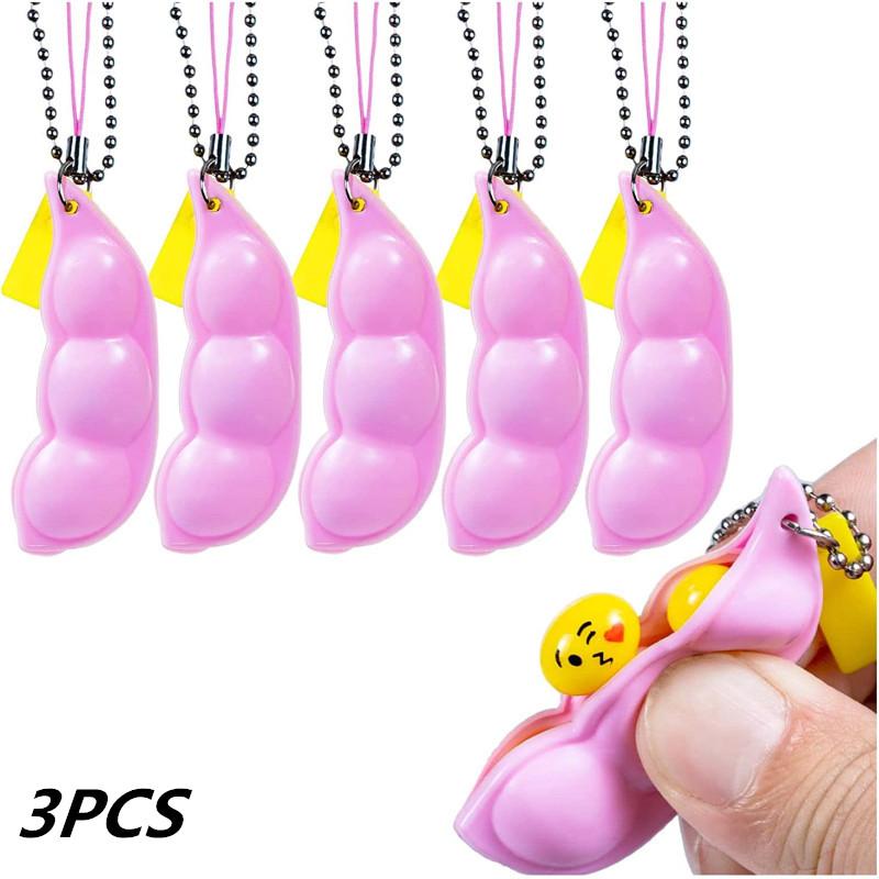 Fidget Toys Decompression Edamame Toys Squishy Squeeze Beans Keychain Cute Stress Adult Toy Rubber Girls Boys Xmas Gift