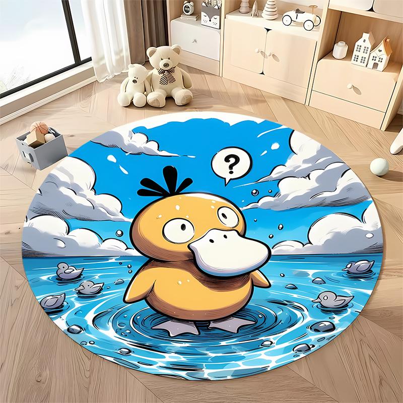 Various Styles and Sizes Pokemon Psyduck Cartoon Round Carpet Bedroom Living Room Sofa Study Desk Seat Mat Kids Room Decor Rug
