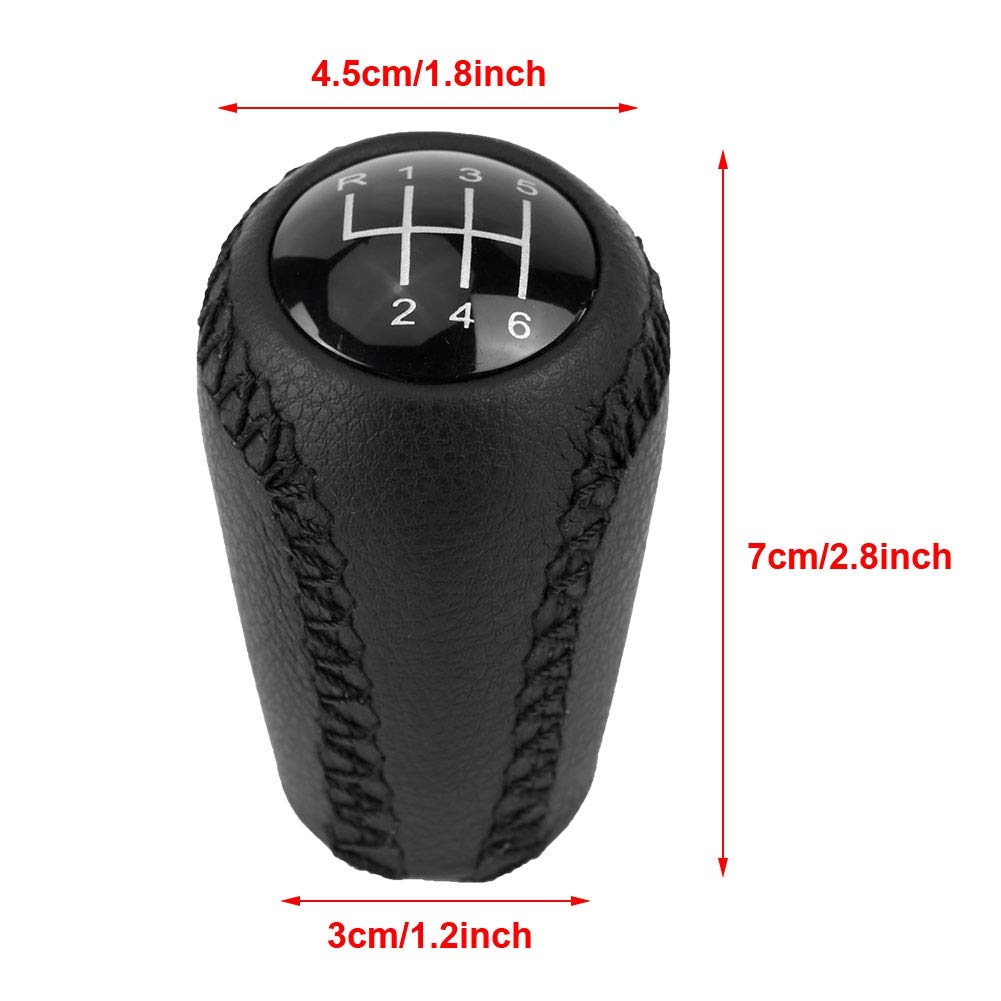 Qiilu Car Gear Stick Shift Knob Gear Shifter Knob Head 6 Speed Anti-Slip Corrosion