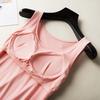 Women Comfort Sleeveless Pajamas Vest Nightdress Summer Nightdress With Chest Pad