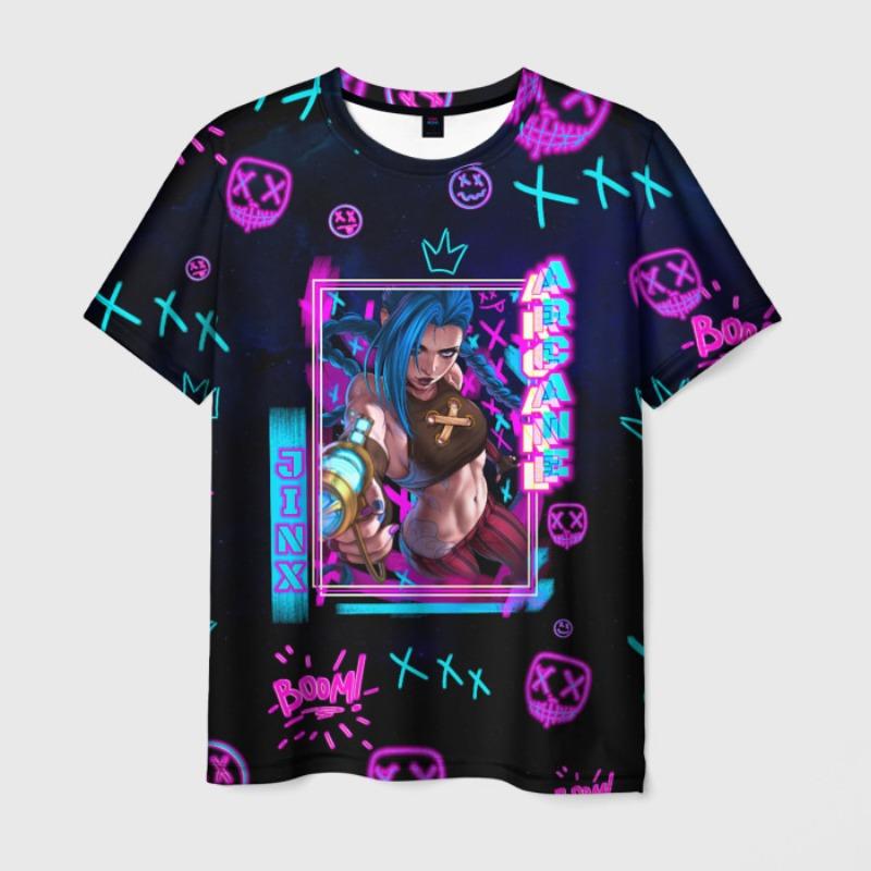 

Футболка с рисунком аниме Arcane League Jinx Graphic 3D Printed для мужчин и женщин с коротким рукавом и круглым вырезом, повседневная верхняя одежда в стиле Харадзюку XL