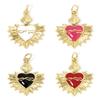 1 Piece 18K Gold Plated Multicolor Ex Voto Heart Enamel Pendants Brass Religious Heart Charms for Necklace Making 24mm x 20mm