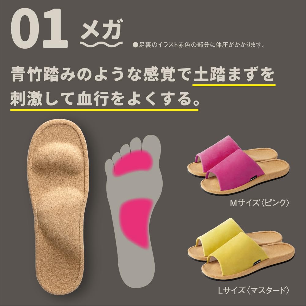 Alphax Healthy Room Pink Size with Reflexology Slippers Sandals, Fumippa, (Mega), M,
