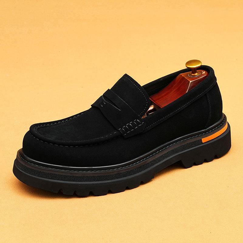 Men s Formal Thick-Soled Round-Toe Casual Leather Shoes with Tassels for Daily Men s Shoes 37 чёрный