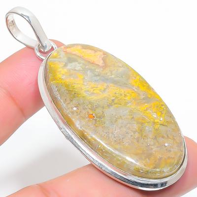 Natural Bumblebee Jasper Gemstone 925 Sterling Silver Gift Pendant 2.60" J8Y51
