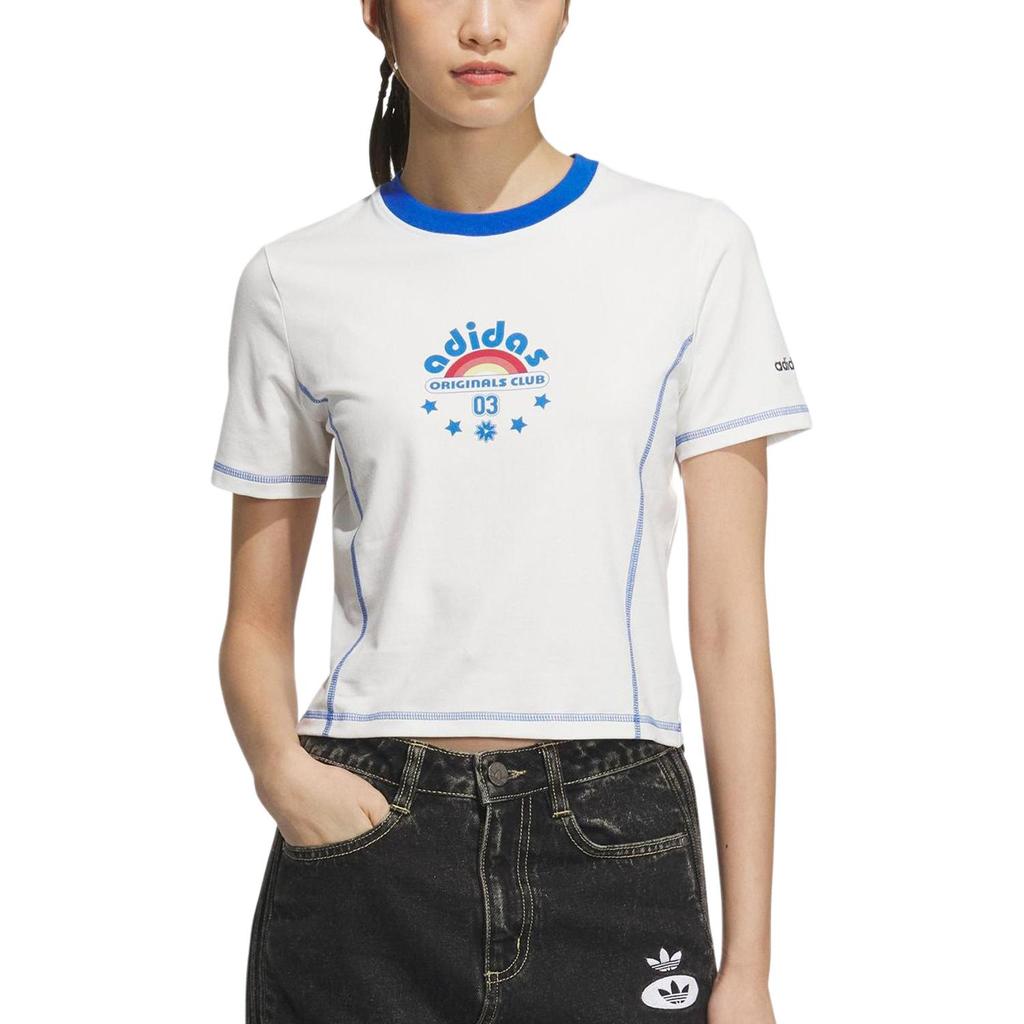 Adidas Originals Sports Lifestyle Series Fashion Breathable Short Sleeve T-Shirt Women Tops White JX6570