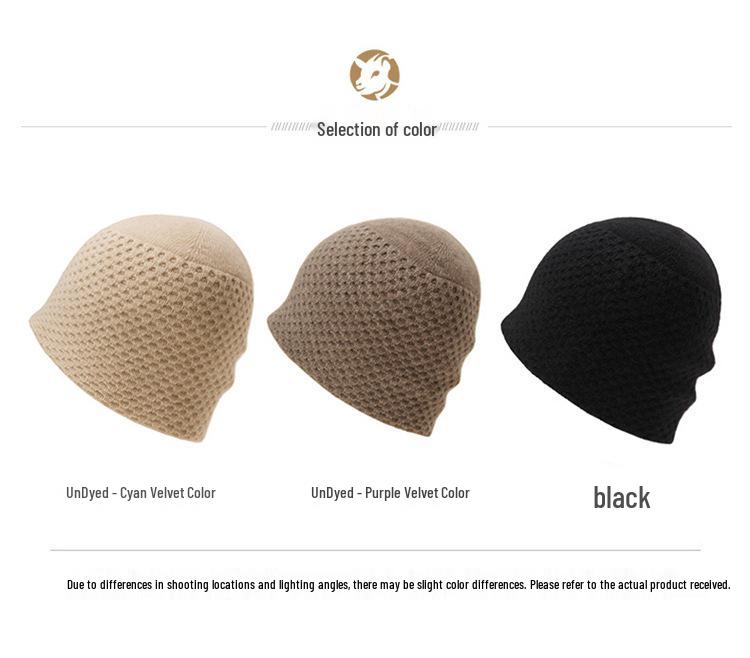 Kangsai Ni Women's 100% Pure Cashmere Knitted Hat - Fashionable & Warm for Autumn/Winter