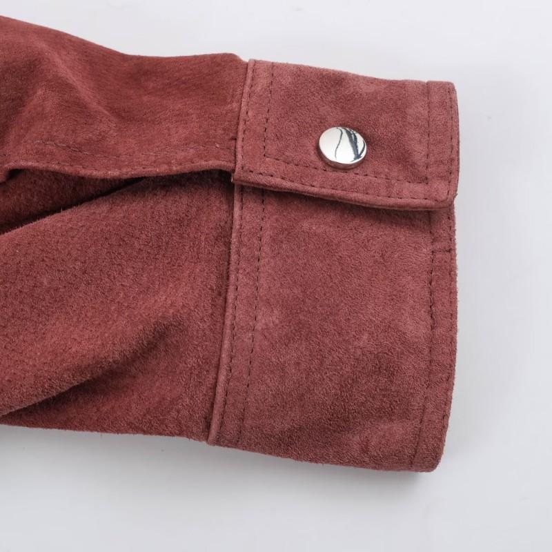 Womens 2026 American Faux Suede Stand Collar Baseball Jacket Casual Versatile Short Coat