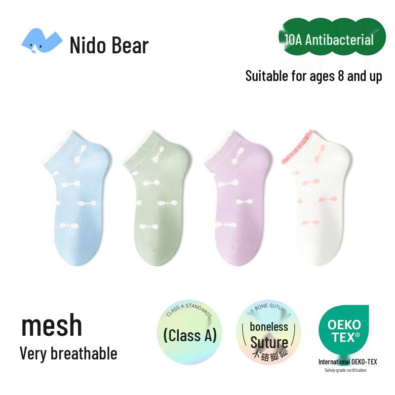 Nidoo Bear Girls Summer Thin Cotton Mesh Socks -4