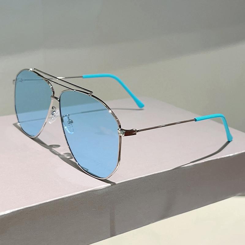 

KAMMPT Vintage Pilot Sunglasses Men Fashion Oversized Double Bridge Shades Women New Trendy Brand Design Decorative Sun Glasses golden синий