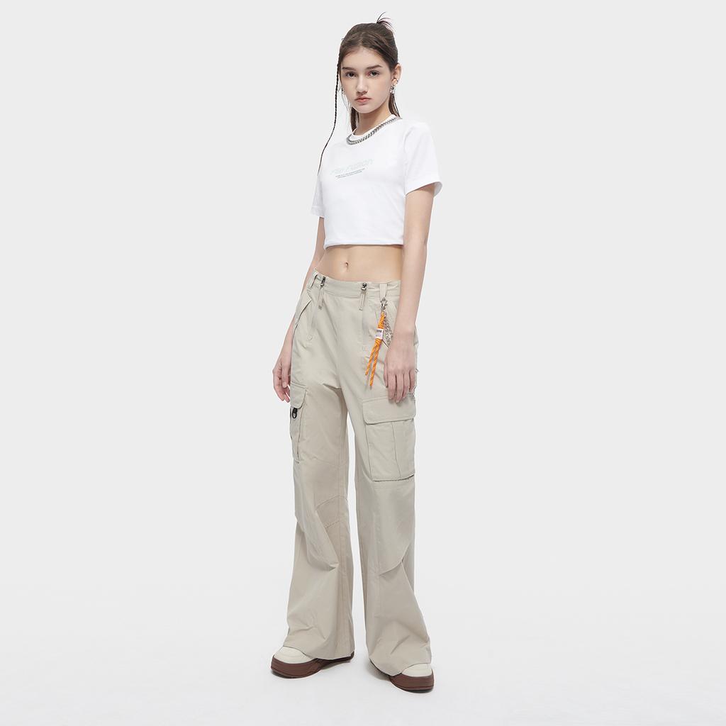 Fila Fusion Inline Loose Fit Multi-Pocket Woven Trousers Casual Pants Women bottoms Feather-Gray T11W421804FGY