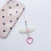 Bowknot Heart Pendant Cellphone Strap Phone Chain Detachable Beaded Phone Lanyard Handmade Keychains for Wallet Bag