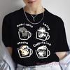 Female T Shirt Cat Coffee Pure Trendy Summer Slim Short Sleeved T-shirt Women Mocha Latte Cat Fun Cat Top Tees