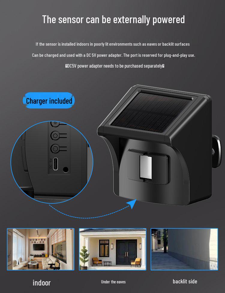 Solar-Powered Dual Detection Driveway Alarm & Wireless Doorbell System