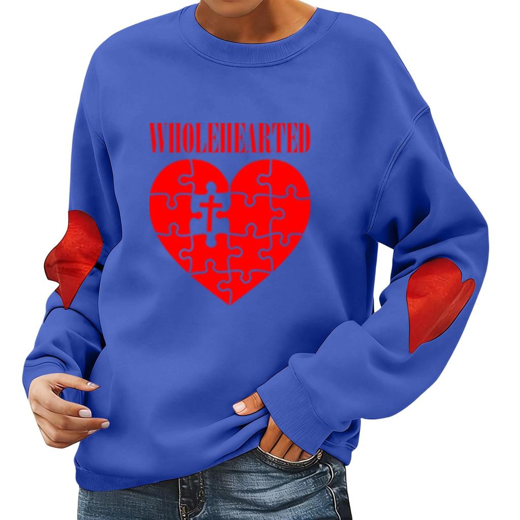 Damen Valentinstag Bedruckter Lässiger Langarm Sport-Hoodie Top