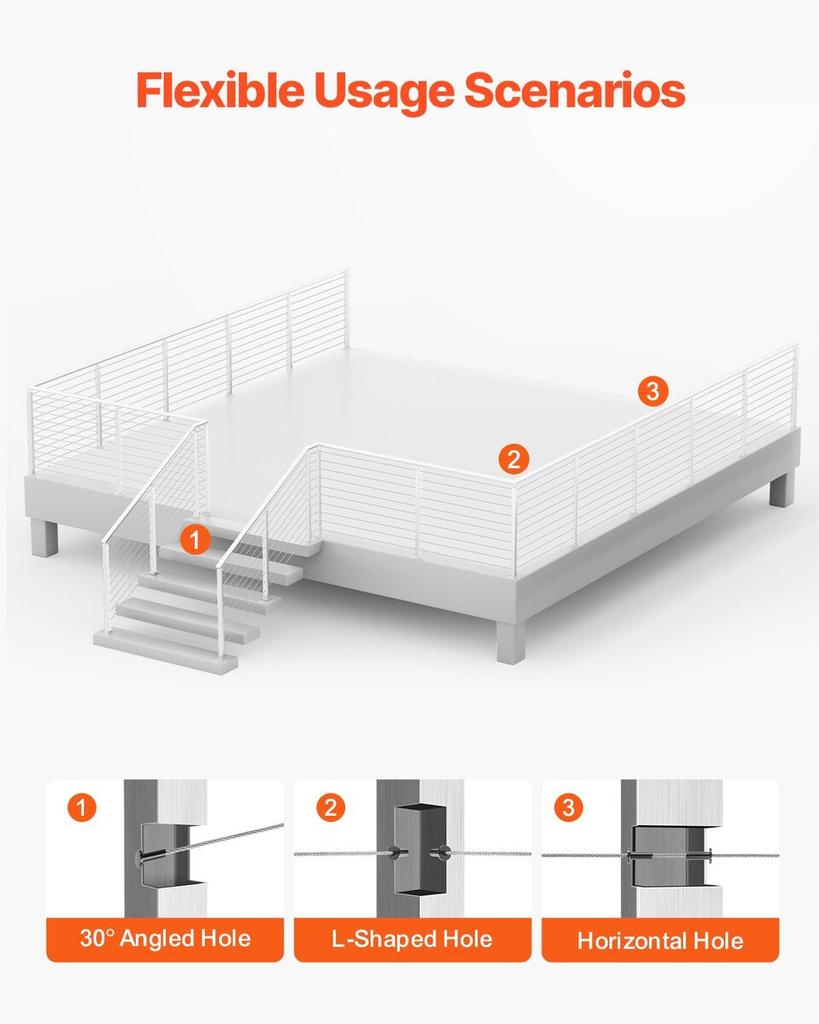 Cable Railing Post 36x2x2 In Horizontal-Hole Post 1JZLGZXYS91466KZK001V0