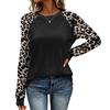 Women's Casual Color-Block Raglan Long Sleeve Top with Round Neck