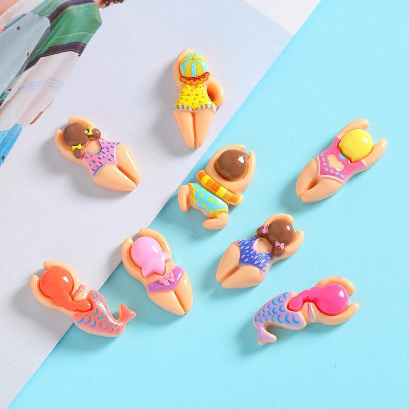 6Pcs Swimming Boys Girls Sports Resin Ornaments For Shoes Bags Cups Diy Funny Bracelet Decoration Charms Fit Birthday Present