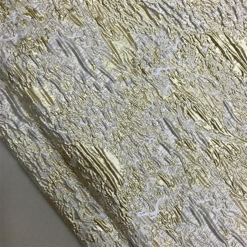 High-End Gold Silk Jacquard Dress: European and American Style