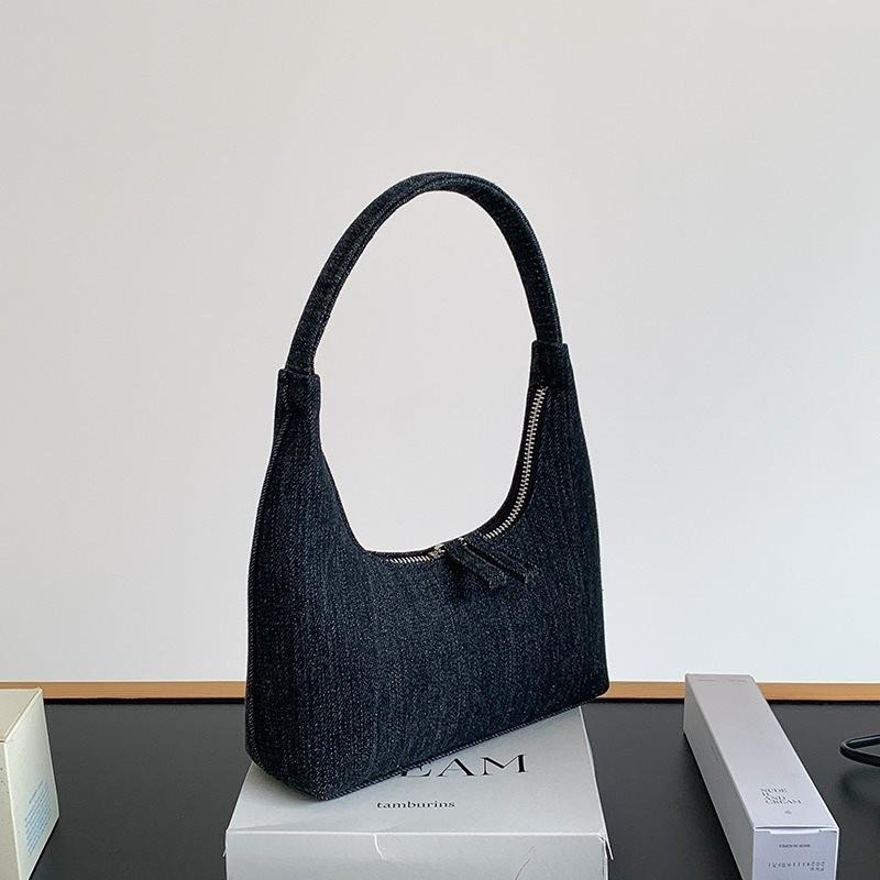 Elegant 2023 New Korean Style Moon Handbag Chic Denim Tote Bag For Women