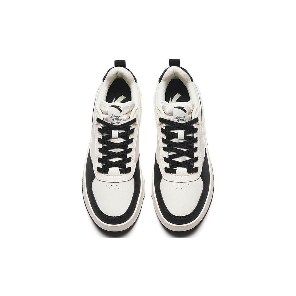 Anta Milk Cap 2 Thick Sole Casual Trendy Comfortable Non-Slip Lightweight Low-Top Skate Shoes Men Sneakers Black White 912348080-5