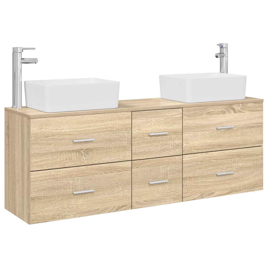 Bathroom Cabinet Set 3 pcs Sonoma Oak 136 x 35 x 80 cm