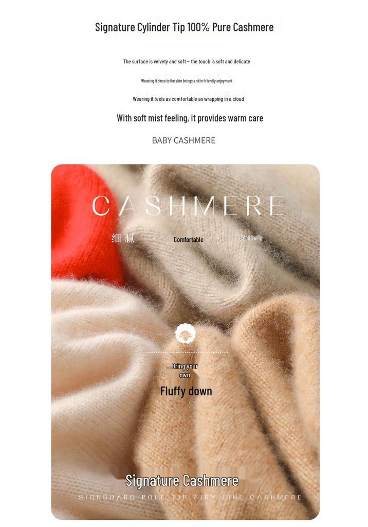 Women's Cashmere Half-High Collar Sweater: Autumn/Winter, Thick, Simple, Loose, Slimming Knitwear