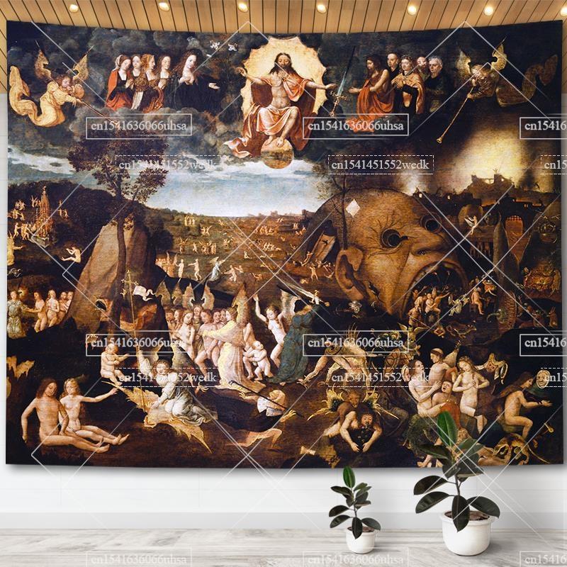 Hieronymus Bosch Garden Of Earthly Delights Tapestry Wall Art Decor Paintings Retro Tapestries Aesthetic Room Decoration Posters
