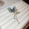 Vintage Butterfly Tassel Brooch Metal Banquet Clothes Metal Pin Zircon Luxury Badge Pin  Girls