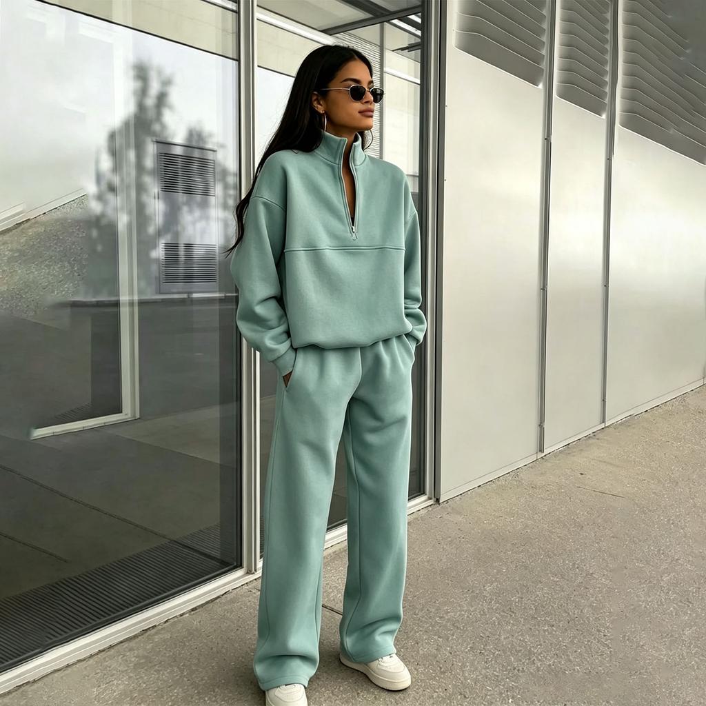 Women's Fashion Casual Color Two Piece Sweatshirt and Pants Set for Everyday Wear