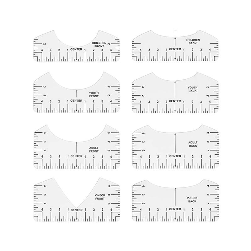 Transparent 8Pcs T-Shirt Ruler Guide Alignment Tool T-Shirt Rulers to Center Design for Adult Youth Toddler Infant Sewing Tool