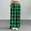 Women's Casual Fashion Printed Elastic Waist Loose Straight Leg Pants With Rope