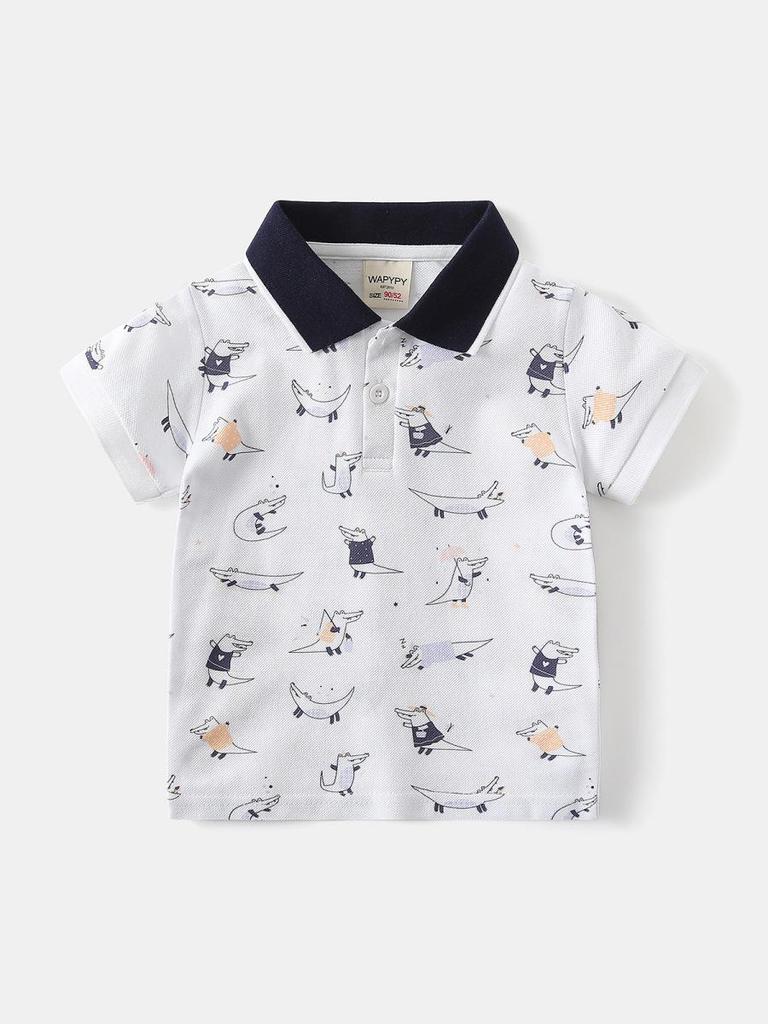 2026 Trendy Boys' Full Print Short Sleeve Polo Shirt for Summer