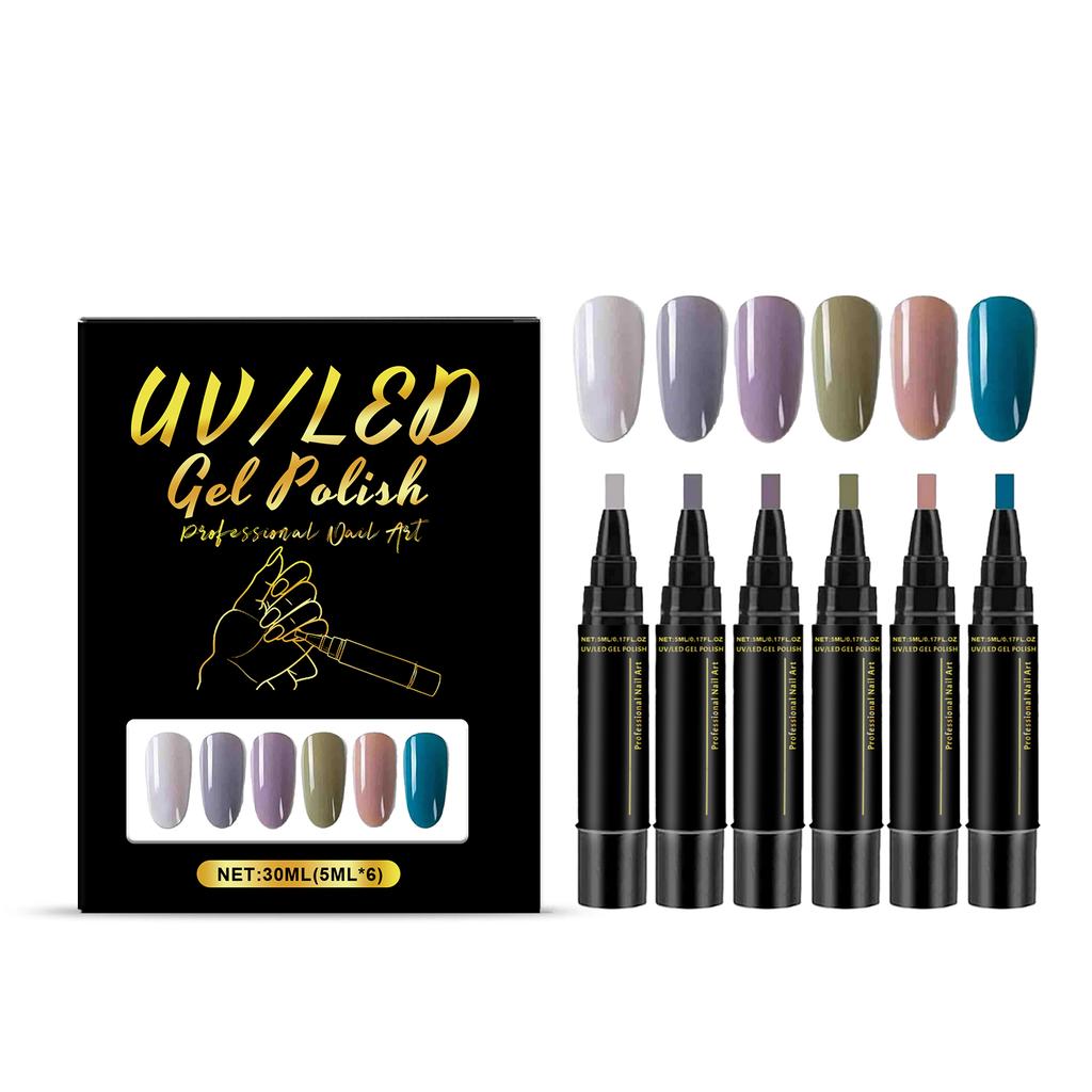 6 Color DIY Nail Art Pens High Pigment Vibrant Shades Easy To Use For Nail Design Safe Nail Decor Waterproof Nail Polish Pen Kit