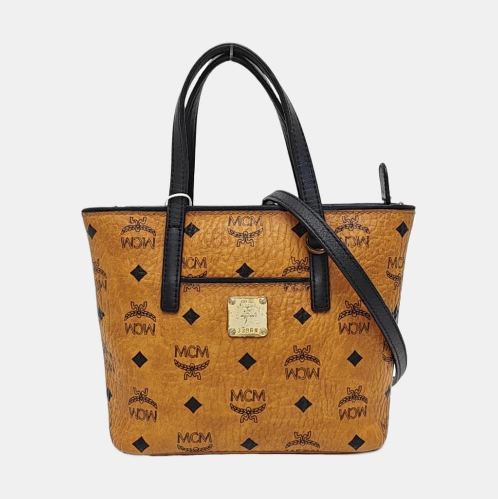 [Pre-Owned] Anya Visetos Coated Monogram Print Commuter Canvas Tote Bag Shopping Bag Shoulder Handbag Mini - Fair #AIW5UO