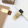 1Pc Vintage Metal Handmade Leather Pen Holder Clips Journal Notebook Loose Leaf Memo Brass Clip Bookmarks School Office Supplies