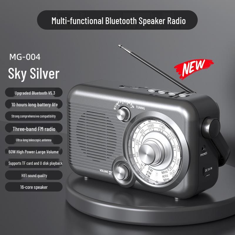 

Retro Full-Band Radio & Bluetooth Speaker with USB Flash Drive for Seniors (2025 Model) срібний