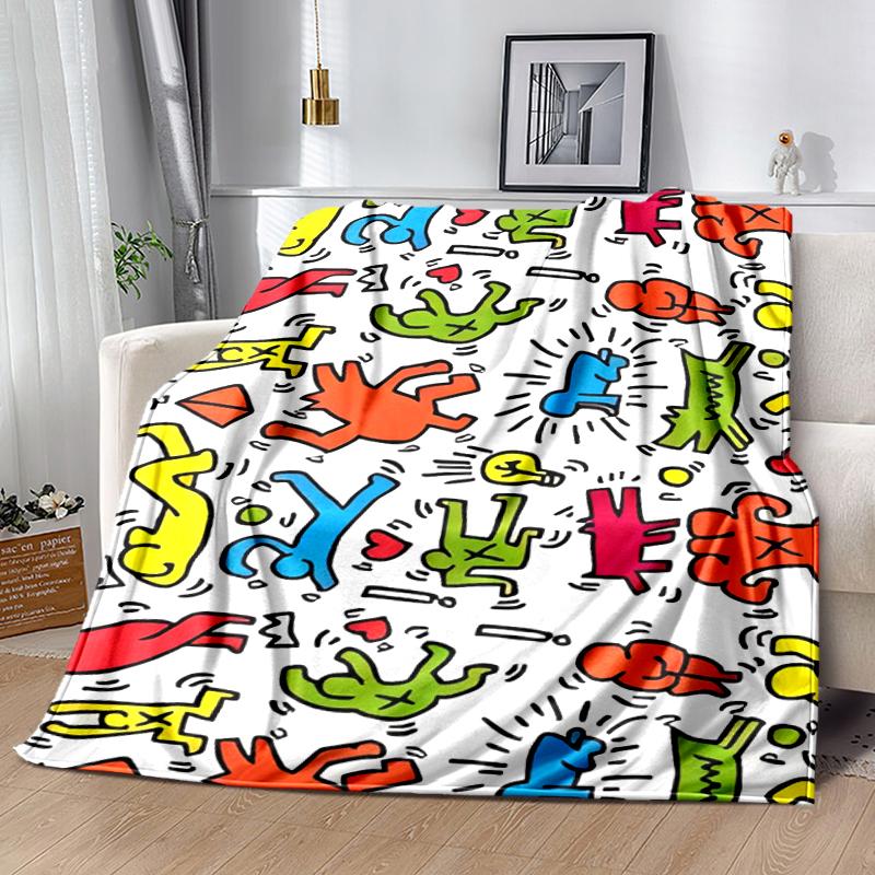1pc Blanket Keith Haring Ascending2 Print Design, Lightweight Blanket for Sofa, Bed- Soft &Warm, Gift for All Seasons like Christmas, Halloween