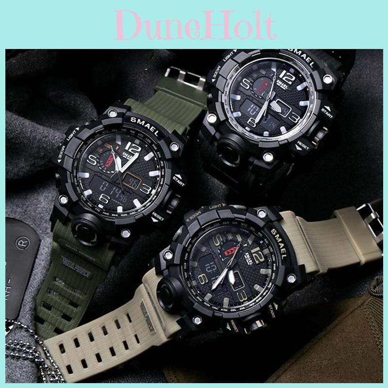 Robuste Smael Herren Militäruhr Leuchtend Alarm Sport Armbanduhr Langlebig 50m Wasserdicht
