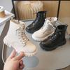 Spring Autumn Girls Ankle Boots Fashion School Kids Leather Boots Thick Bottom Non-slip Children's Platform Causal Boots Black