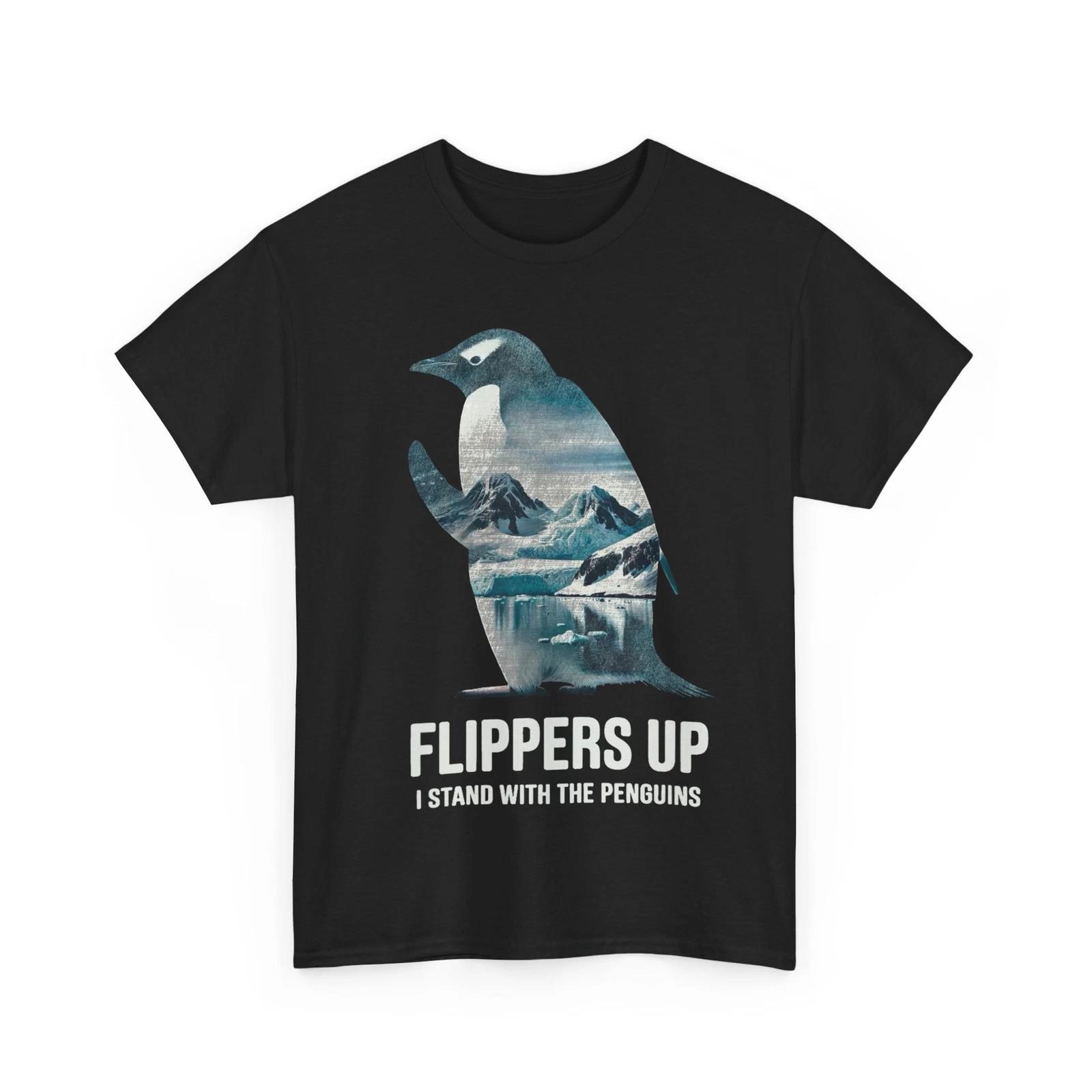Penguin Shirt, Flippers Up I Stand With The Penguins Funny Shirt S