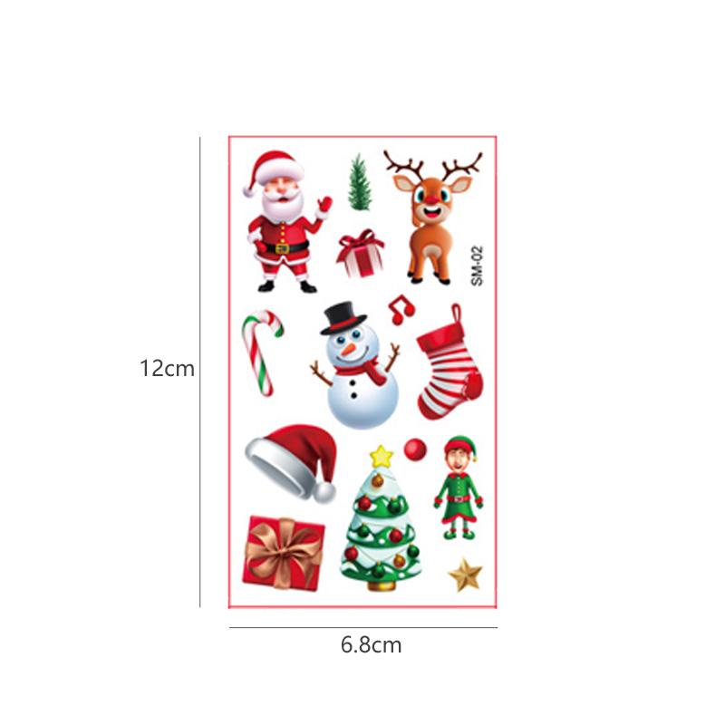 10 Sheets/Set Cartoon Christmas Santa Claus Temporary Tattoo Stickers for Kids Arms Face Waterproof Fake Tattoo
