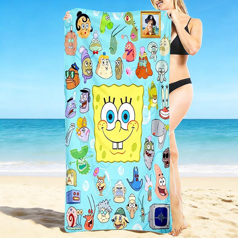 1Pc Spongebob Squarepants Characters Beach Towel Quick Dry Multiuse For Beach Pool Gym Yoga Home Travel Christmas Halloween Xmas Gift L131