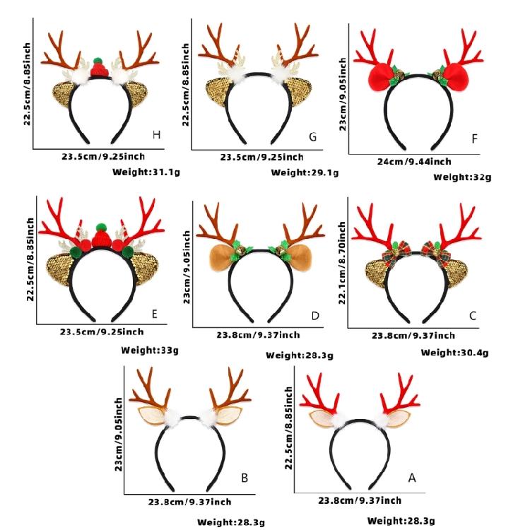 Reindeer Antler Headband Ornament Adjustable Size Christmas Reindeer Headband with Soft Antlers and White Sphere