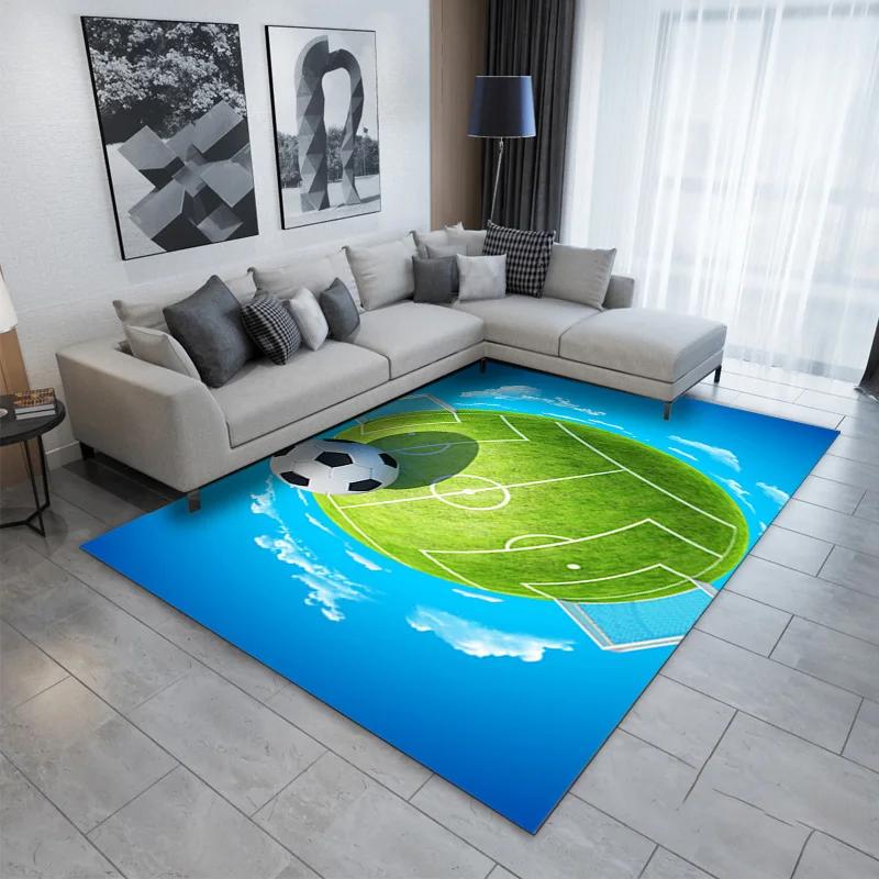 Football Carpet and Rugs Bedroom Living Room Kids 3D Soccer Field Printed Pattern Rug for Children's Play Floor Mat Decoration