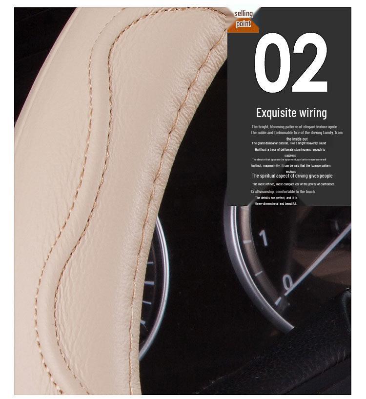 Premium Cowhide Leather Steering Wheel Cover - Anti-Slip, Wear-Resistant, Breathable, Universal Fit for All Seasons